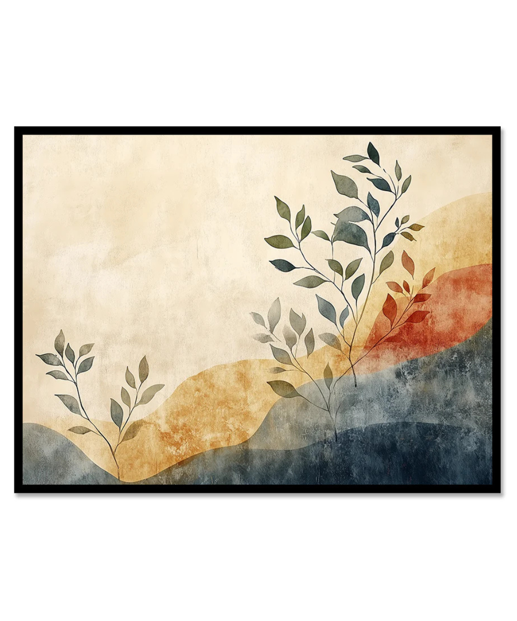 Boho Bliss Abstract Leaves Wall Art – Minimalist Botanical Print for Living Room