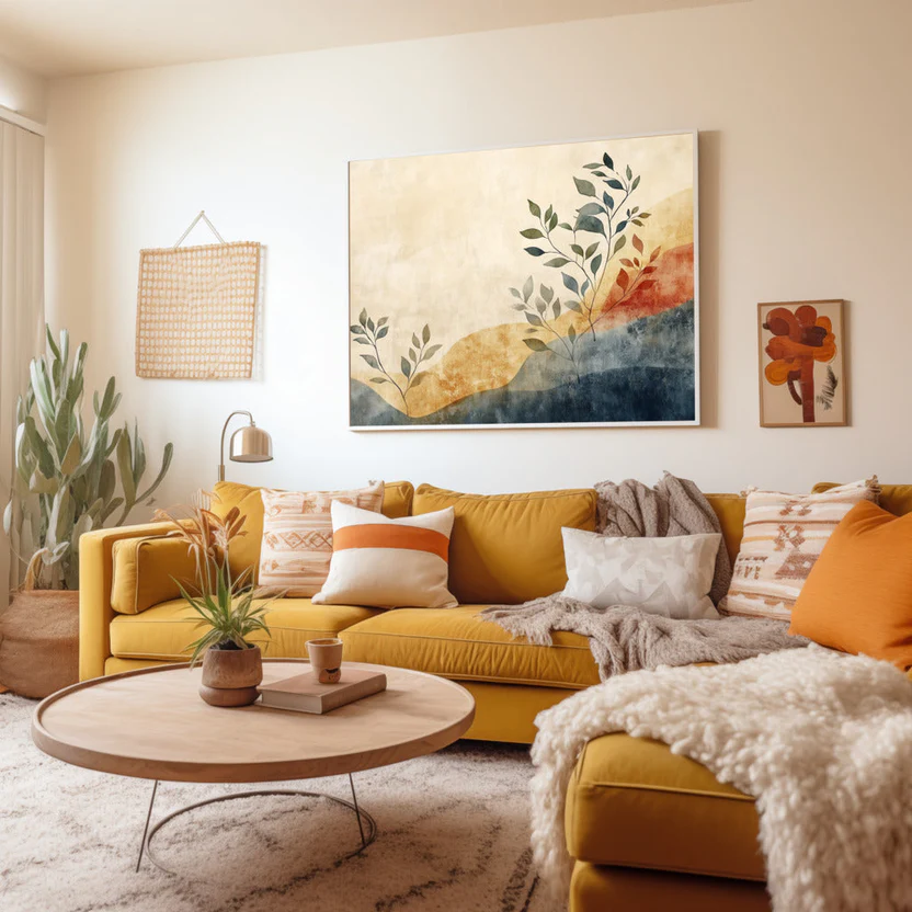 Boho Bliss Abstract Leaves Wall Art – Minimalist Botanical Print for Living Room - Image 2