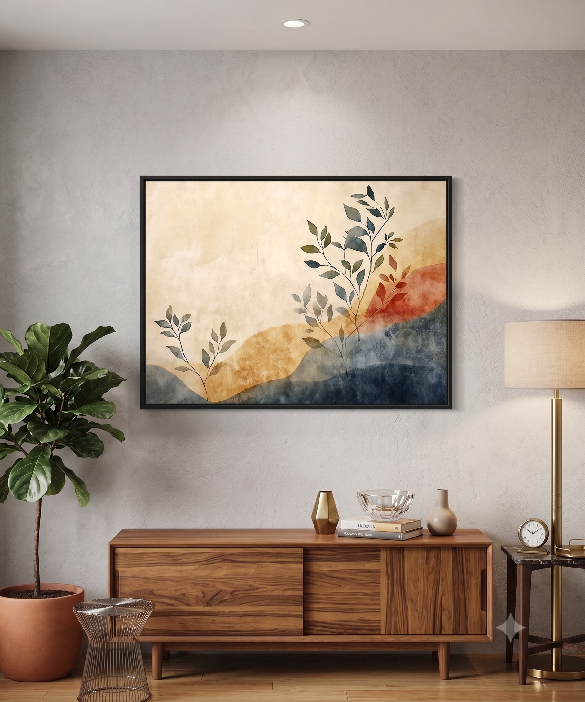 Boho Bliss Abstract Leaves Wall Art – Minimalist Botanical Print for Living Room - Image 3